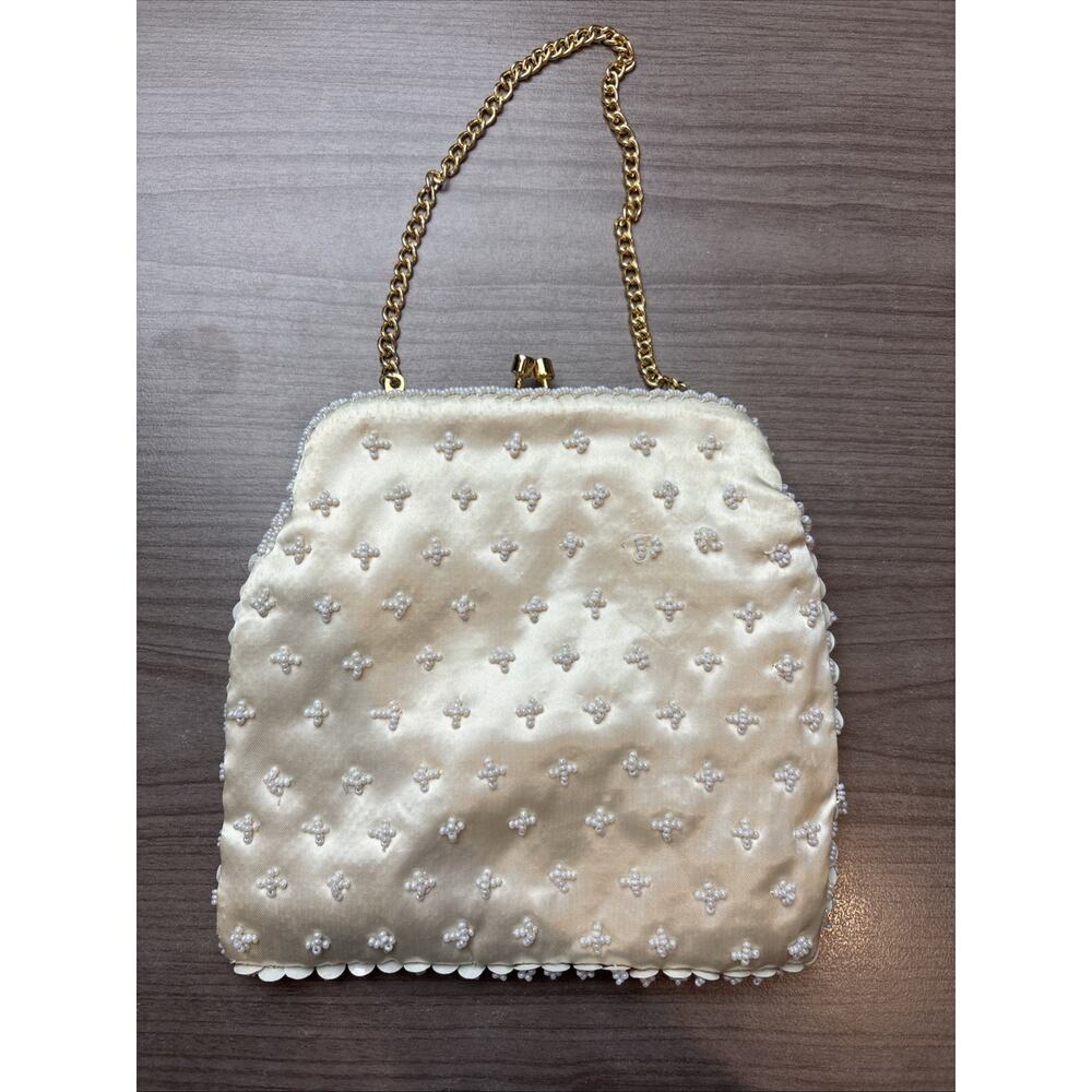 White Beaded/Sequins Clutch Purse - Picture 3 of 8
